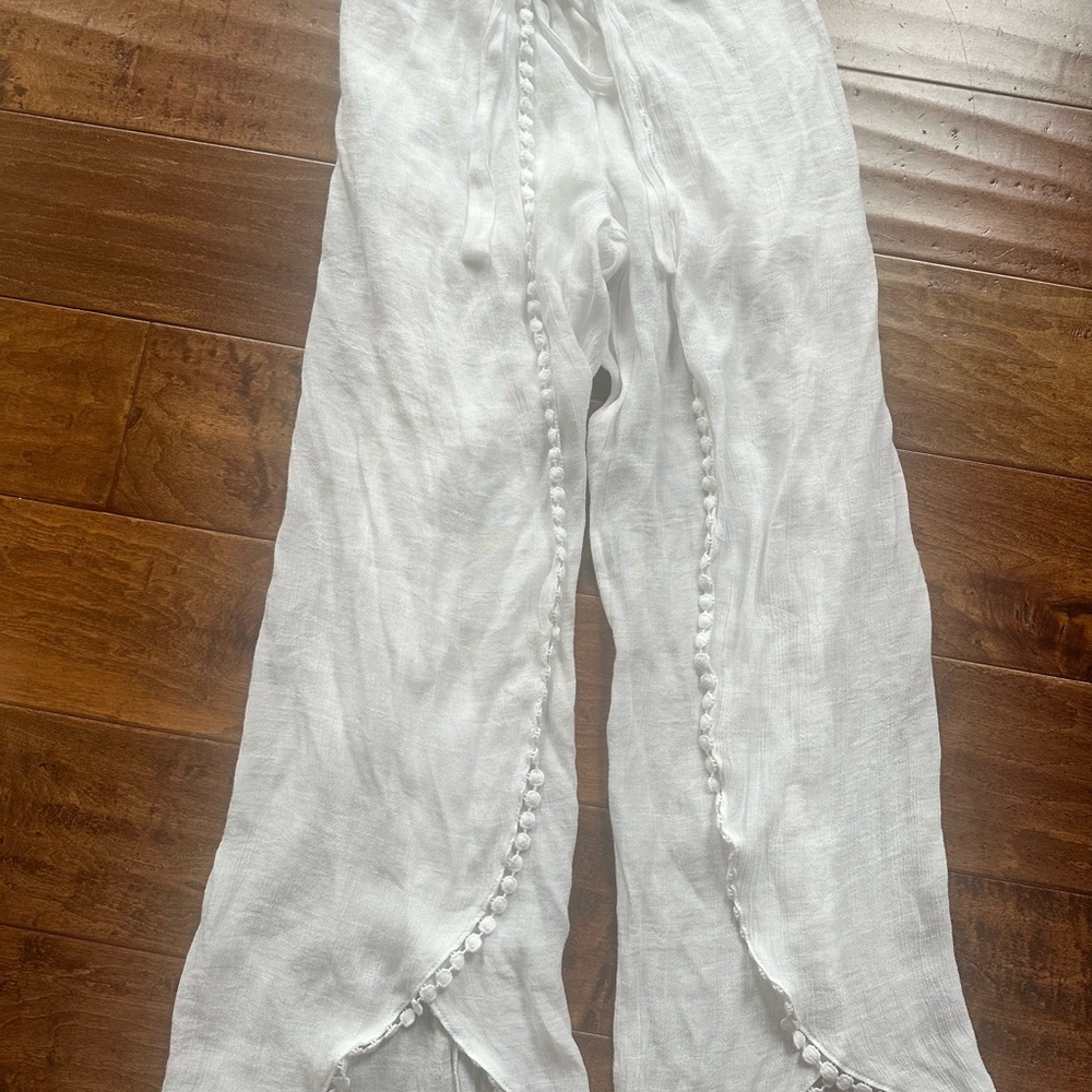 BCX White Kids Casual Bottoms with Pom-Pom Detail